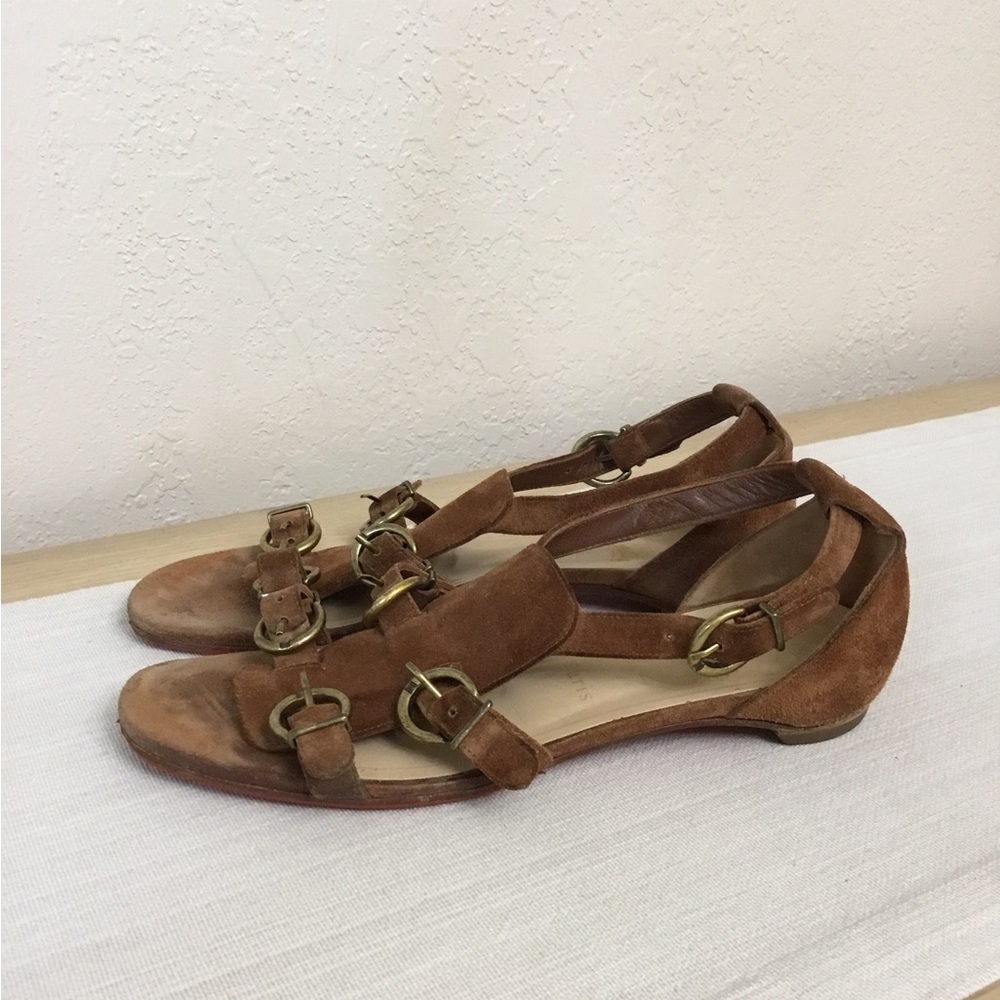 Christian Louboutin Brown Suede Buckle Gladiator Sandals